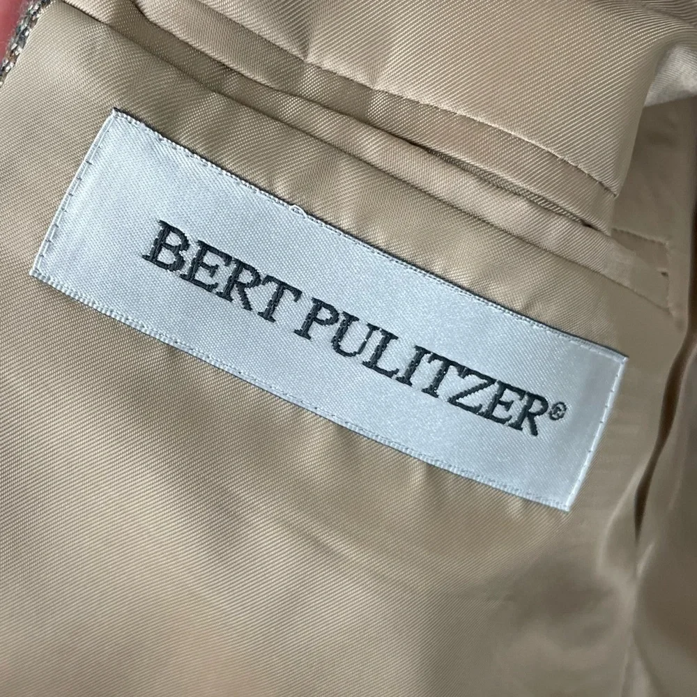 Vintage Bert Pulitzer Men's Blazer Size 44R Brown Lambswool Tweed Elbow Patch